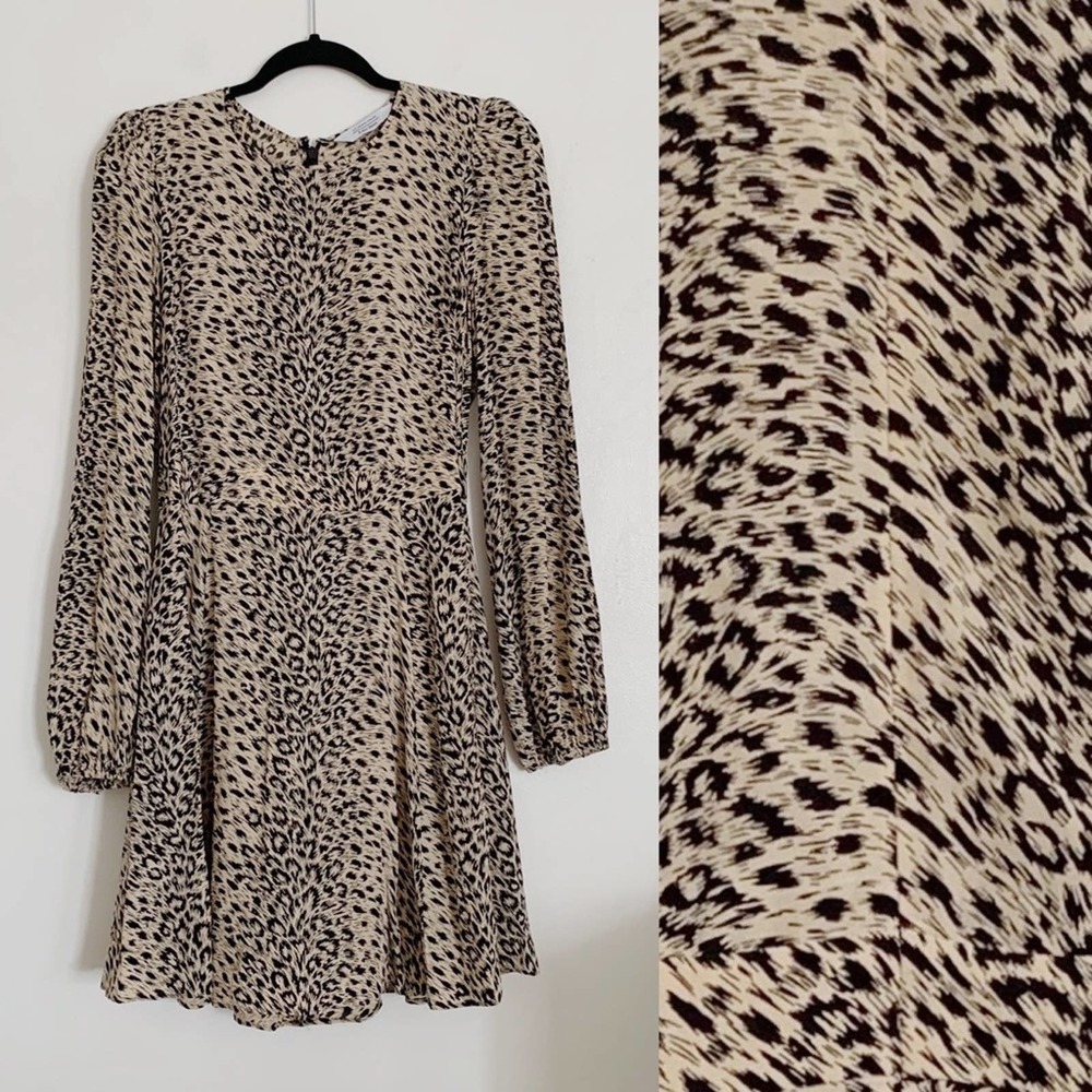 Brown and Black & Other Stories Leopard Print Puff Sleeve Mini Dress 6